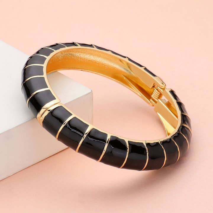 Sensibling Corp. - Wholesale Bangle Bracelet - Enamel Bamboo Hinged Bangle Bracelet