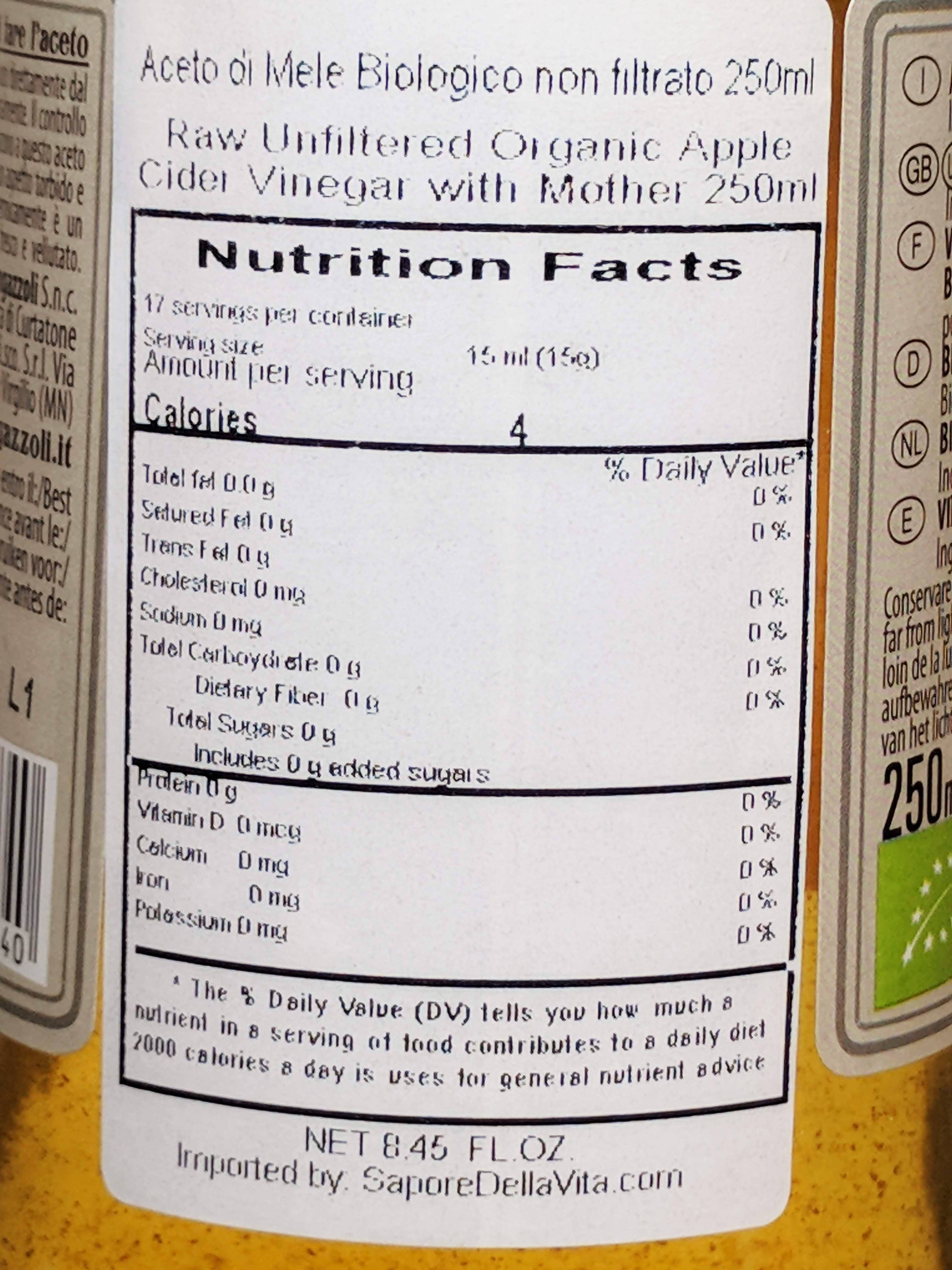 SAPORE DELLA VITA LLC - Wholesale Vinegar - Organic, Unfiltered Raw Apple Cider Vinegar with Mother2