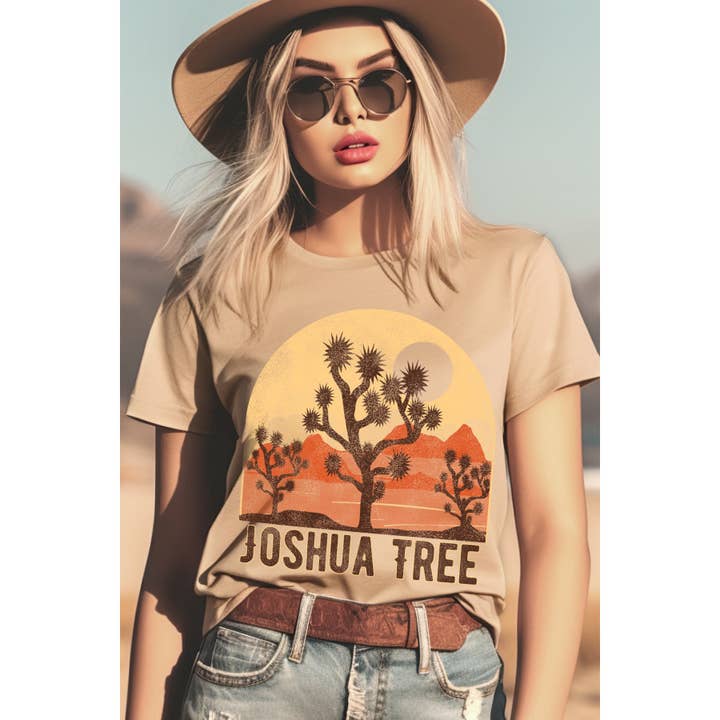 Joshua Tree Dam T-shirt med Screentryck för Kvinnor för wholesale av Amused by Blue