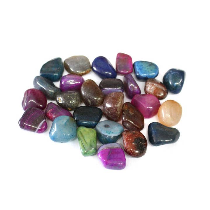 Mixed Dyed Tumbled Agate Crystals Bag - 2.2 lb for wholesale by Rock Paradise