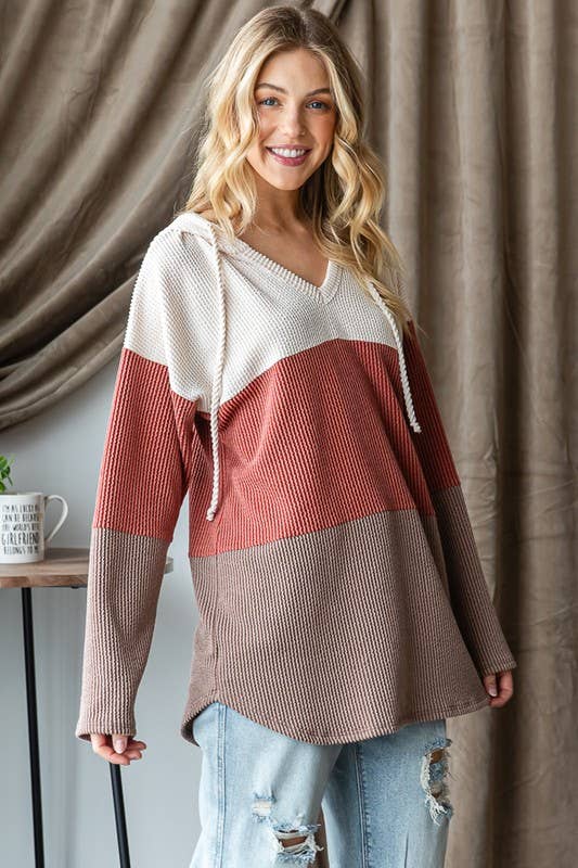 HEIMISH - Wholesale Hoodie - Women's - ET7476-12  SOLID URBAN RIBBED DRAWSTRING HOODIE TOP8