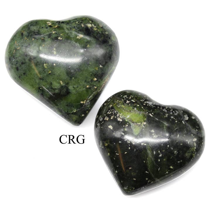 1 Peça - Peru Nefrite Heart (30 - 40 MM) AVG por atacado de Crystal River Gems LLC