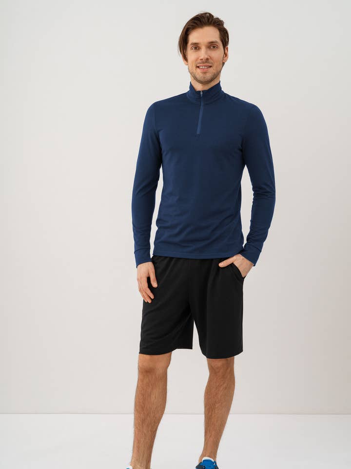 Men's Cotton Zip Neck Shirt for wholesale by linenease