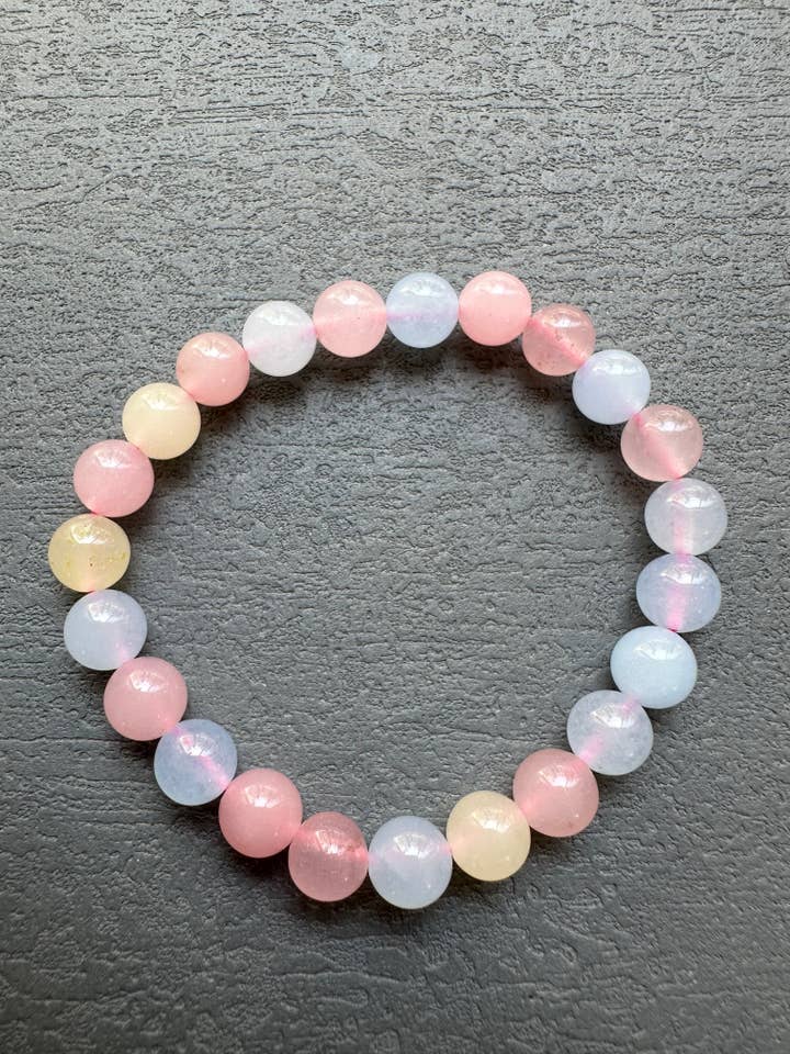 Pulsera de morganita, cuentas de 7 mm, elástica para adaptarse a la mayoría de las muñecas para venta al por mayor de Moon Rituals