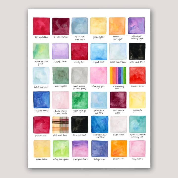 37prime - Wholesale Art Print - Taylor Swift Color Studies watercolor print