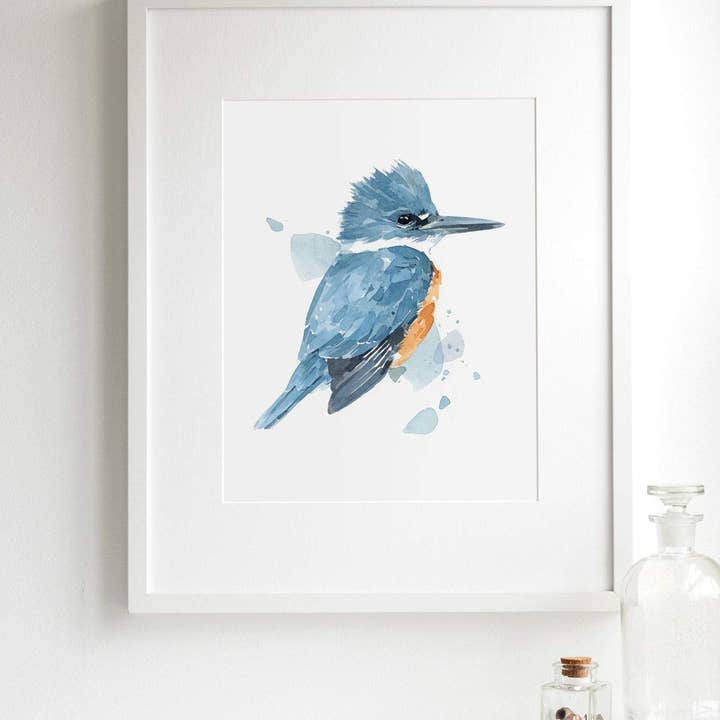 Studio Tuesday - Wholesale Art Print - Kingfisher Watercolor Print, Bird Painting4