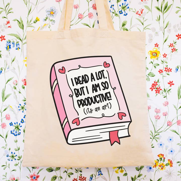 Literari Goods, Co | Book Themed Candles + Gifts - Vente Tote bag – femme - Je lis beaucoup | Sacs fourre-tout | Cadeau pour lecteur pour la Saint-Valentin5