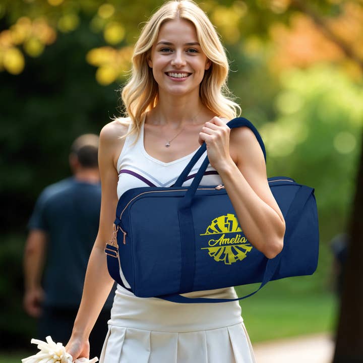 Gradzo - Wholesale Weekender Bag - Women's - Personalized Cheer Duffle Bag – Custom Travel Tote, Navy3