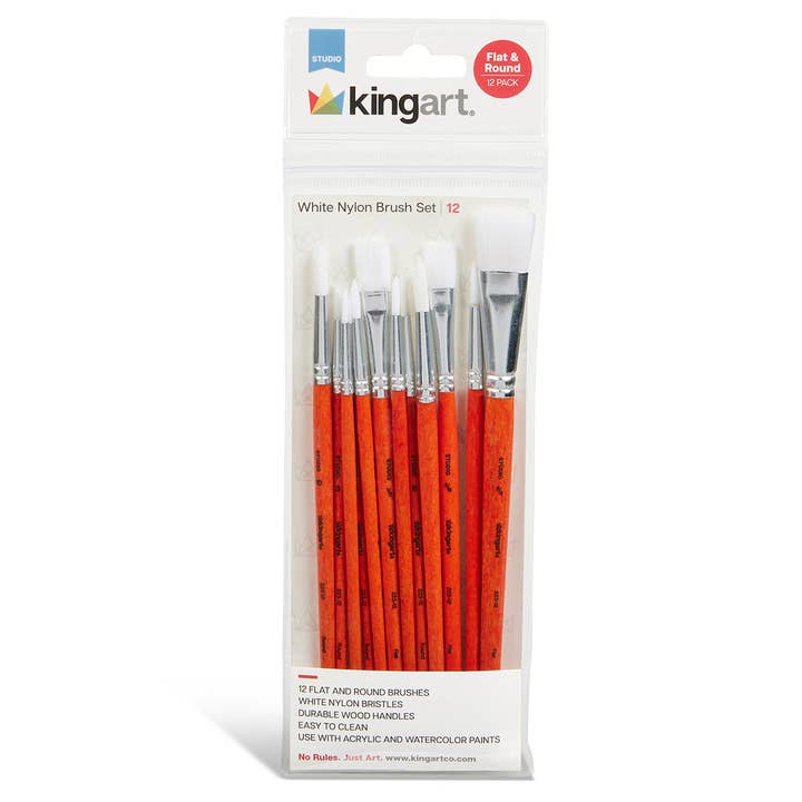 Studio White Nylon Brush Set 12 pc for wholesale by KINGART