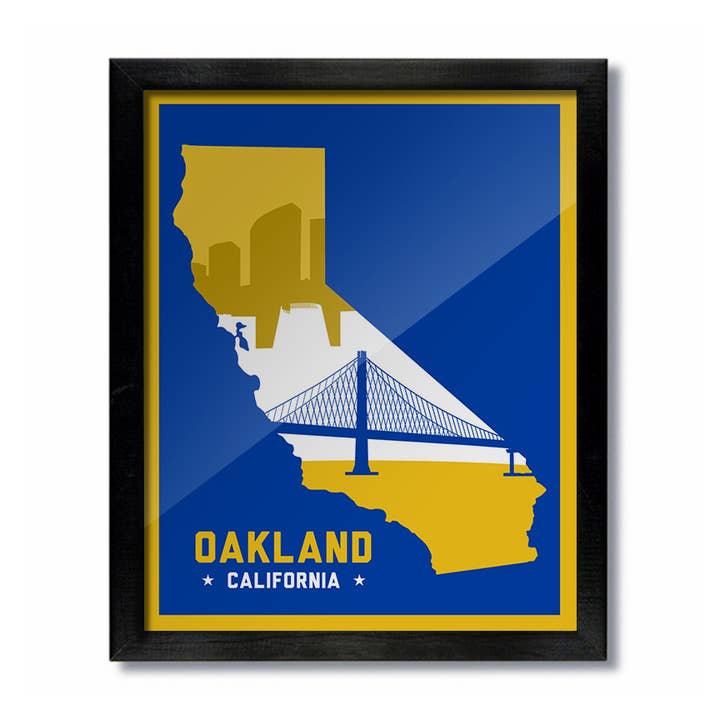 Oakland, California Skyline Print: Blue & Yellow for wholesale by D&W Elements
