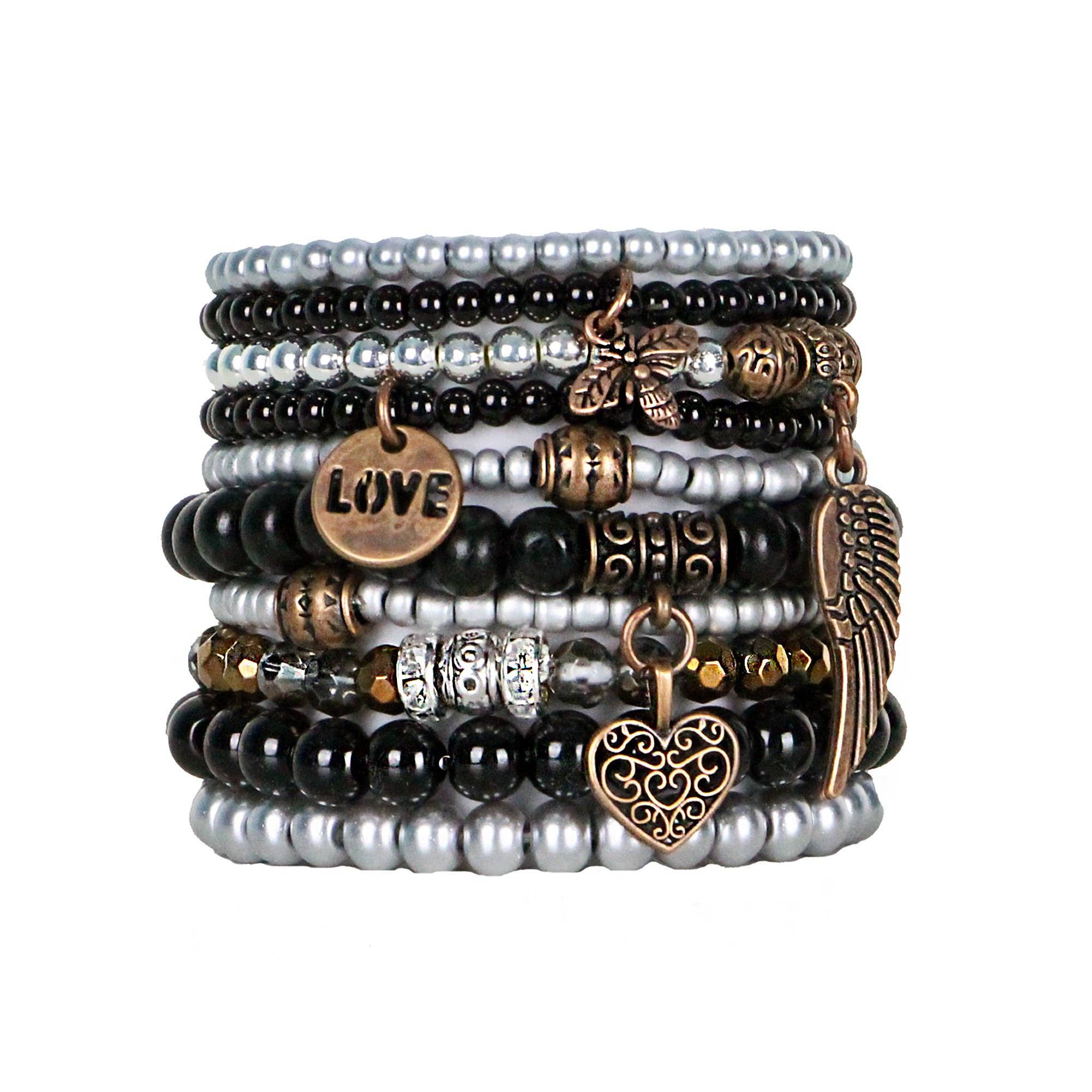 Bohemian Bracelets - Vendita all'ingrosso Parure di gioielli - Uma - Set di 5 o 10 braccialetti con perline