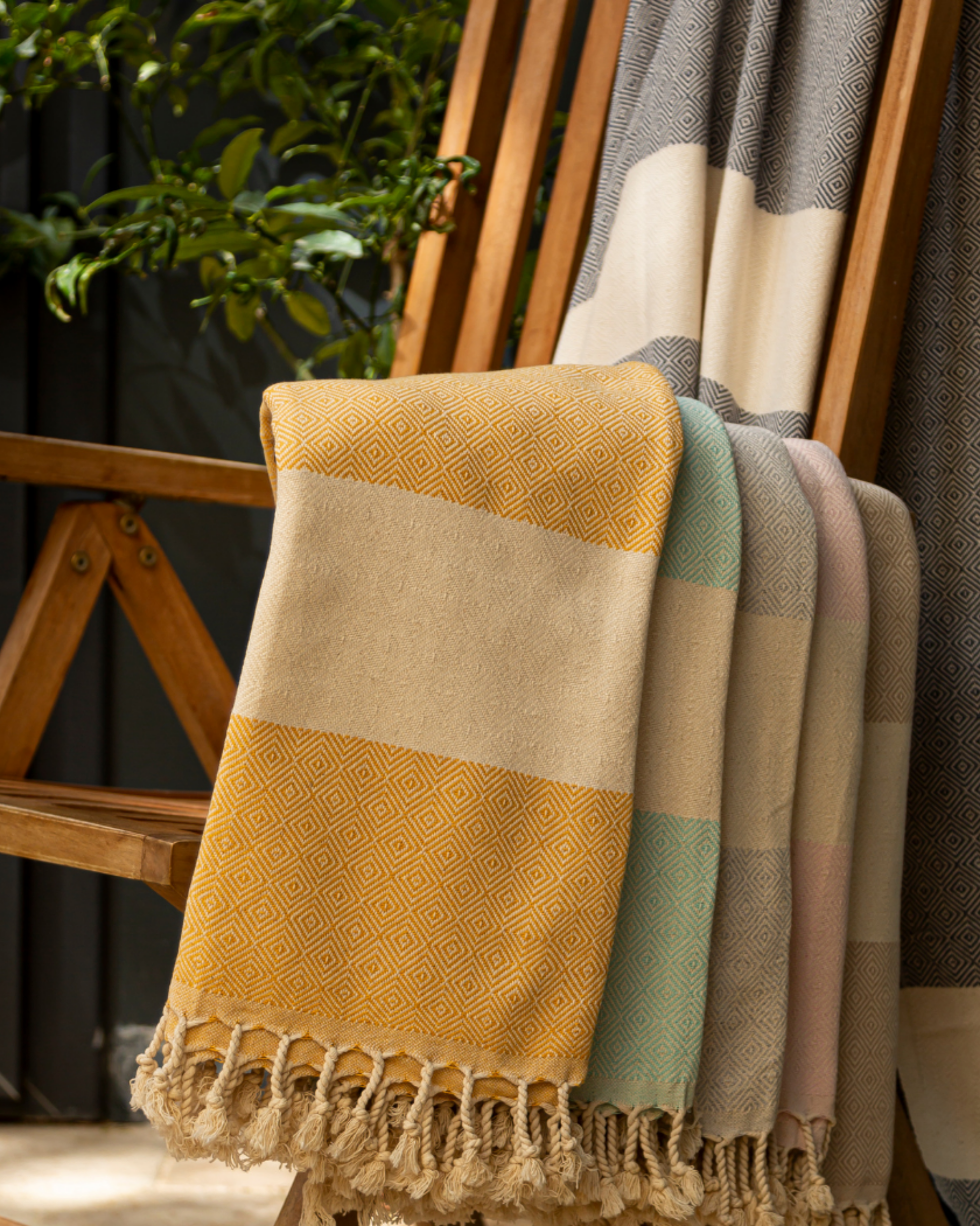 Samimi - Wholesale Beach Towel - DIAMANT Cotton Hammam Towel & Cozy Throw – Beige (180x100 cm)4