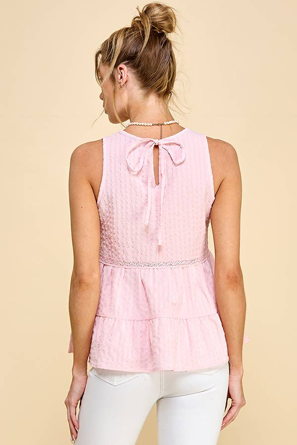 Heart & Hips - Wholesale Blouse - Women's - WK50480 - BABYDOLL TIER BUBLLE WOVEN TOP WITH TIE BACK12