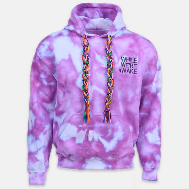 Braid On Braid Hoodie- Purple Tiedye for wholesale by WHILE WE'RE aWAKE