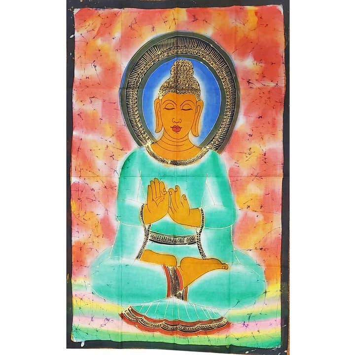 Buddha Undervisning Dobbelt Lotus Position Meditation Håndmalet vægmaleri Banner for engroshandel hos Wild Lotus