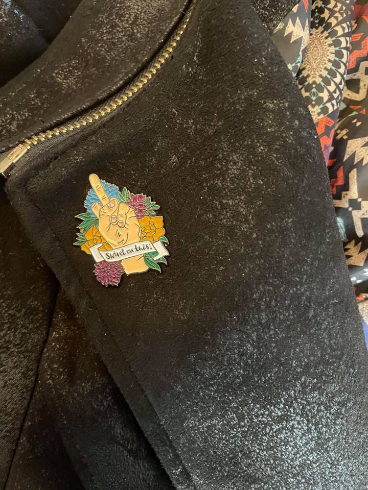 Swivel on this Enamel pin/Rude Art Work/Illustration for wholesale by Beautifully Rude