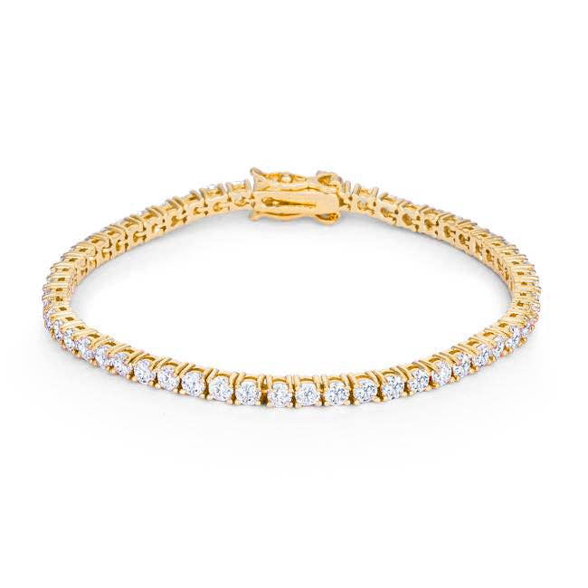 Bracelet de tennis victorien de 7 pouces en zircone cubique avec finition dorée pour la vente par JewelScent