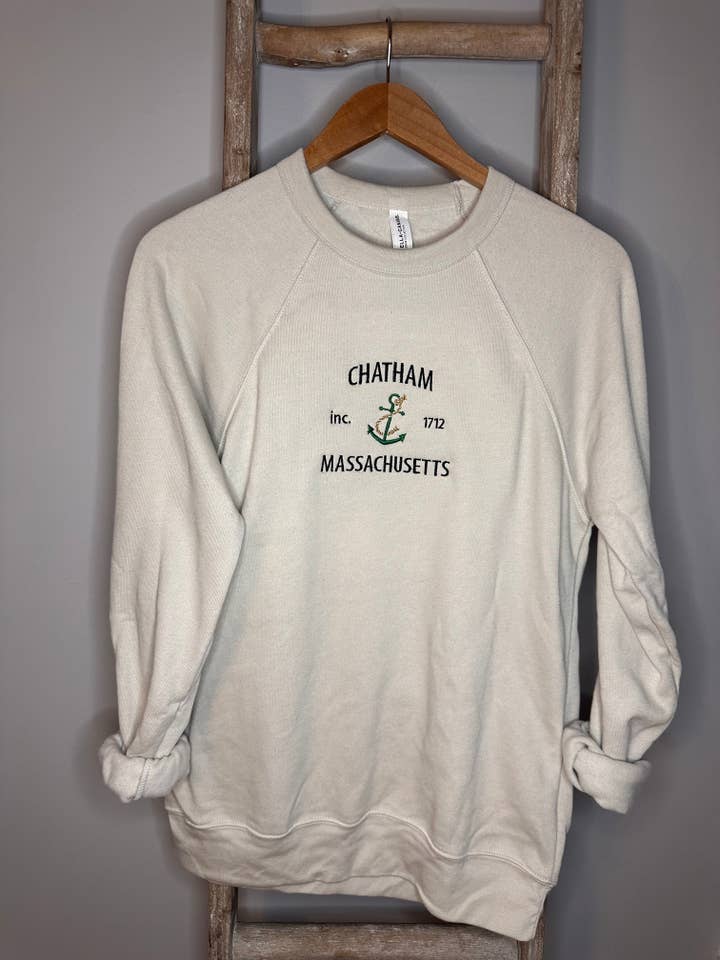 Chatham Massachusetts Embroidered Crewneck for wholesale by Rain Embroidery