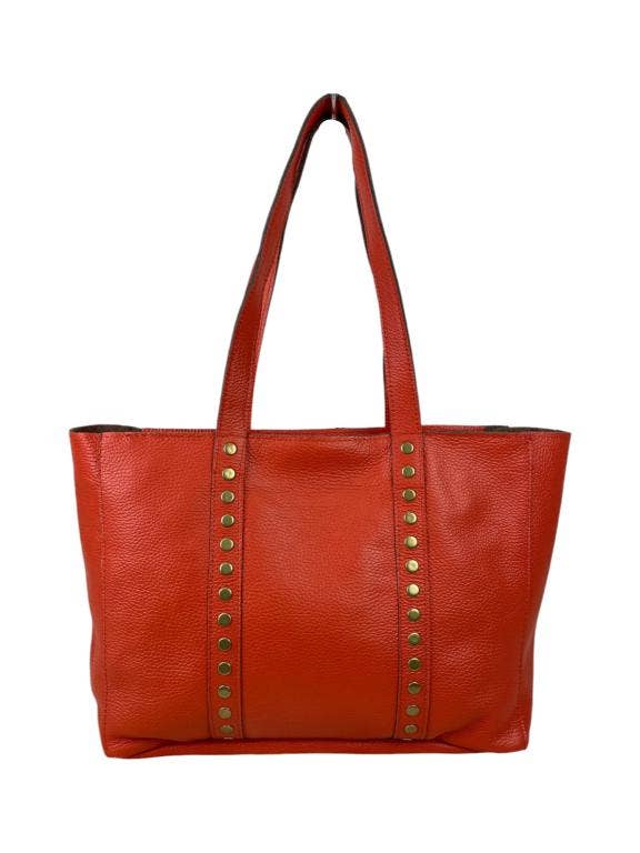 Chenson & Gorett – wholesale Väska med handtag – Dam – Stor italiensk läderväska med dekorativa nitar9
