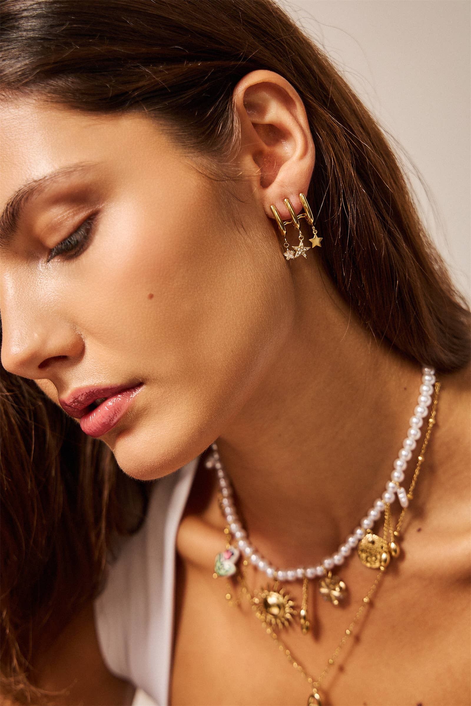 BELLISSIMA BIJOUX - Wholesale Dangle Earrings - Multi Hoop Star Earrings in Stainless Steel