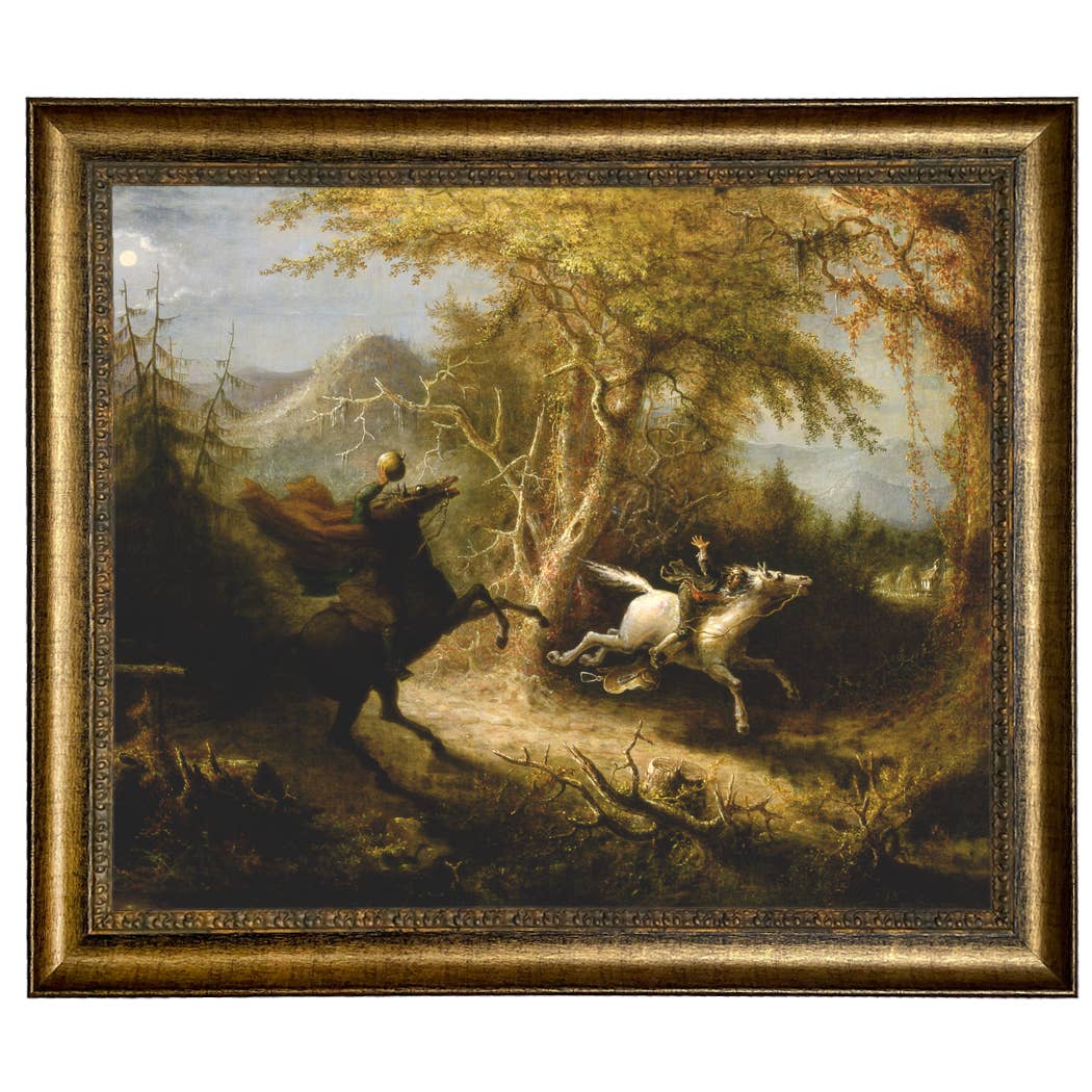 Madison Bay Co. - Historical Home Decor Reproductions - Wholesale Schilderen/Tekenen - Schilderijafdruk van de Ruiter zonder Hoofd die Ichabod Crane Achtervolgt67