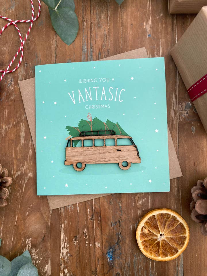 Ik wens je een fantastische kerst | Camper Christmas Card voor wholesale door KDee Designs