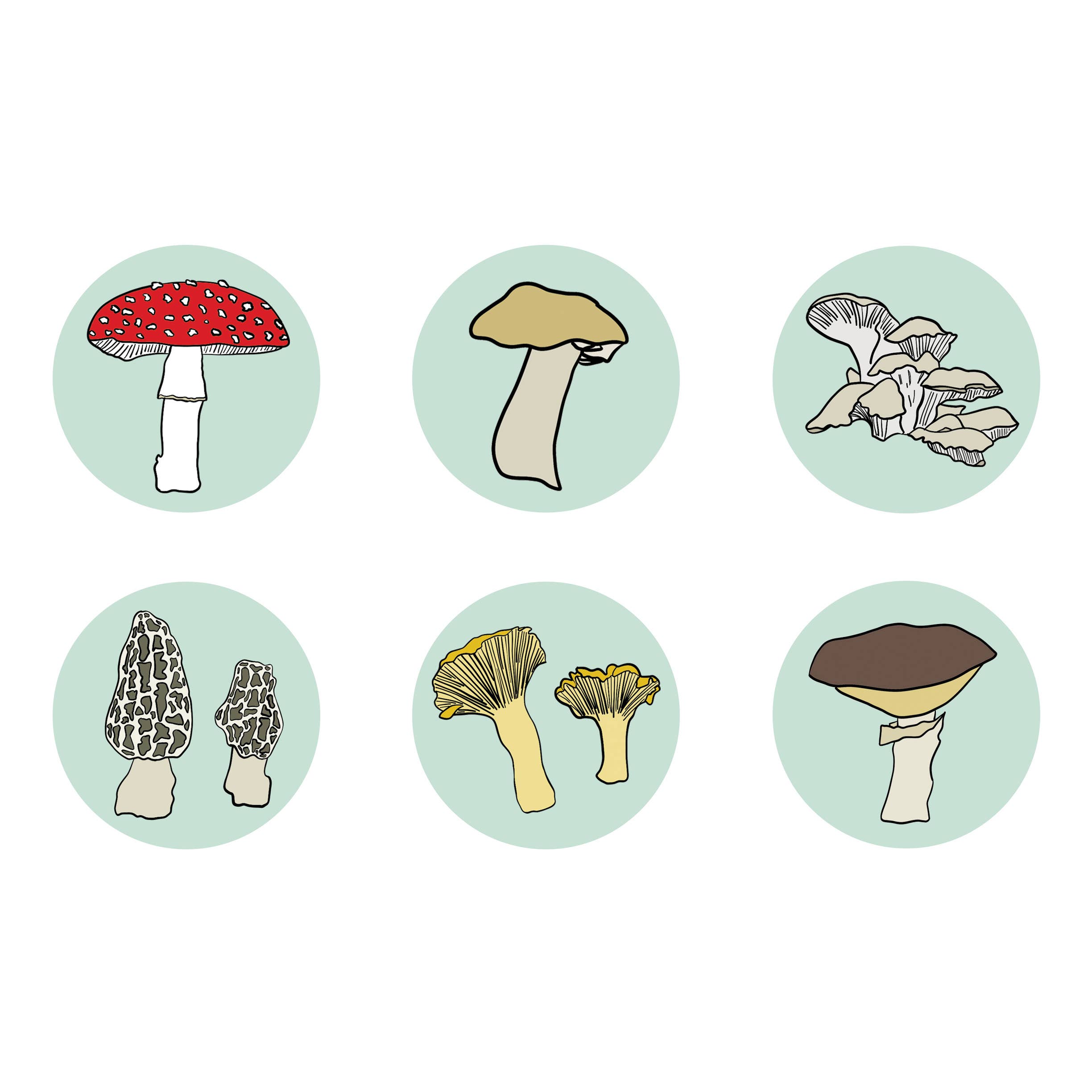 Made by Nilina - Wholesale Lapel Pin/Button - Mushroom Buttons - 1-inch PNW Nature Outdoors Souvenir Pins1