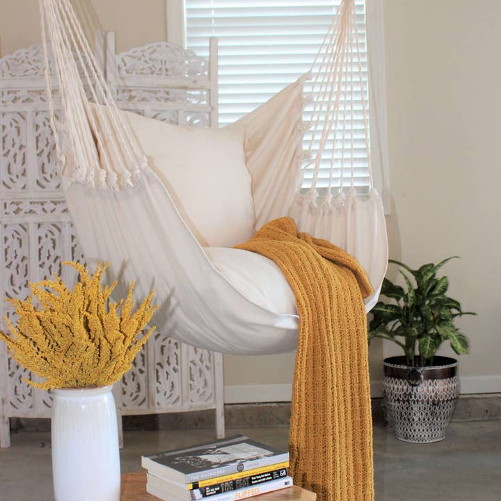 Limbo Imports Hammocks - Wholesale Hammock - White Hammock Chair Swing +2 Pillow Cover Set- Artisan Made1