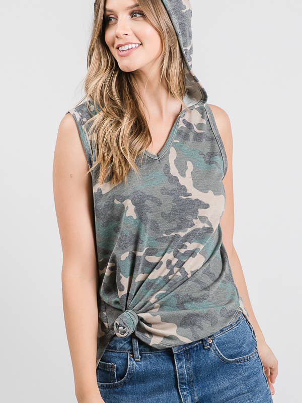 CANOTTA CAMO S/L CON CAPPUCCIO per la vendita all'ingrosso da parte di Tres Bien, Inc