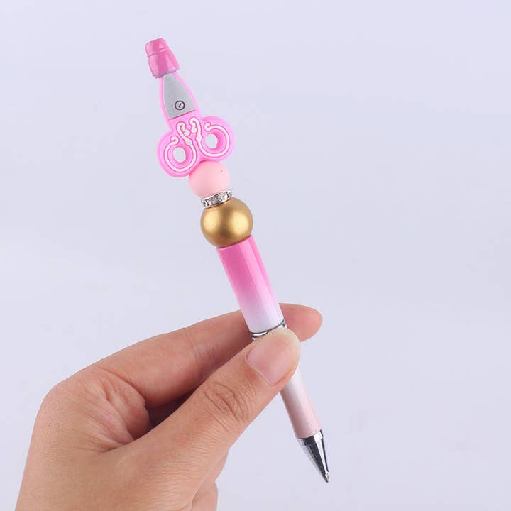 KiddieKickz - Wholesale Pen - Cartoon Silicone Scissors, Handmade Plastic Bead Pens