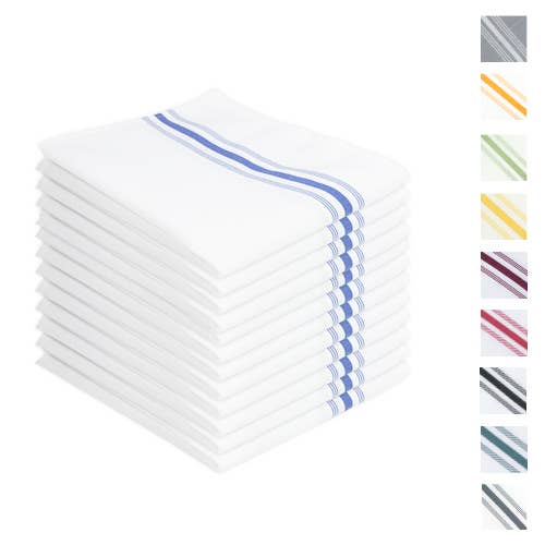 Arkwright Home - Wholesale Dinner & Cloth Napkin - Striped Bistro Napkins (12pk) - Spun Polyester, Colors,18x22