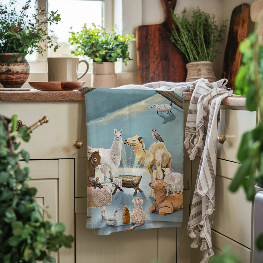 Cathy Walters Art - Wholesale Tea Towel - 2025 Nativity Tea Towel2