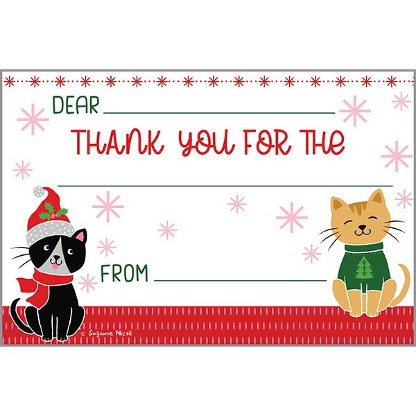 Holiday Kids Thank You Postcard - Christmas Kitties for wholesale by GINA B DESIGNS