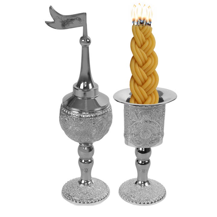 SLVR Plated Havdalah Set - Filigree Design for wholesale by A&M Judaica And Gifts