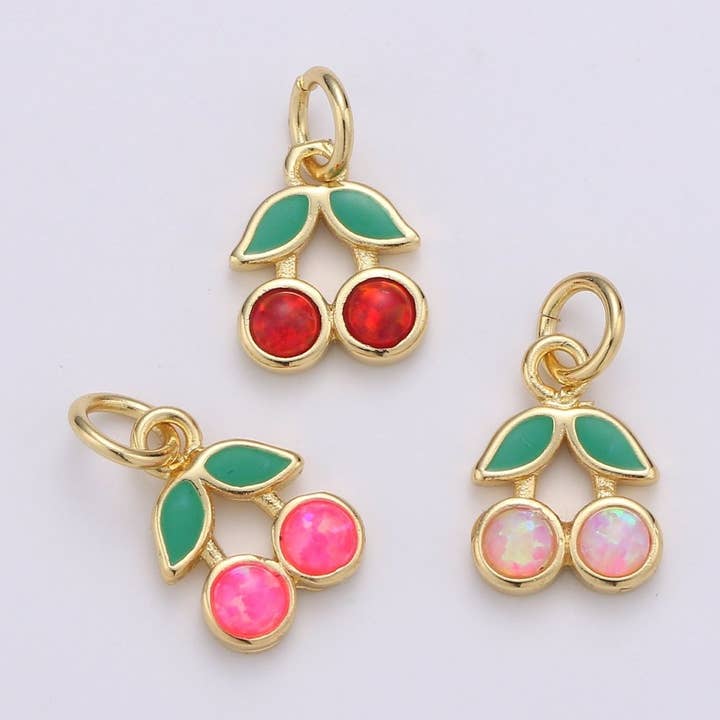 Dainty Gold Filled Cherry Charm E-017, E-019 for wholesale by Aim Eternal