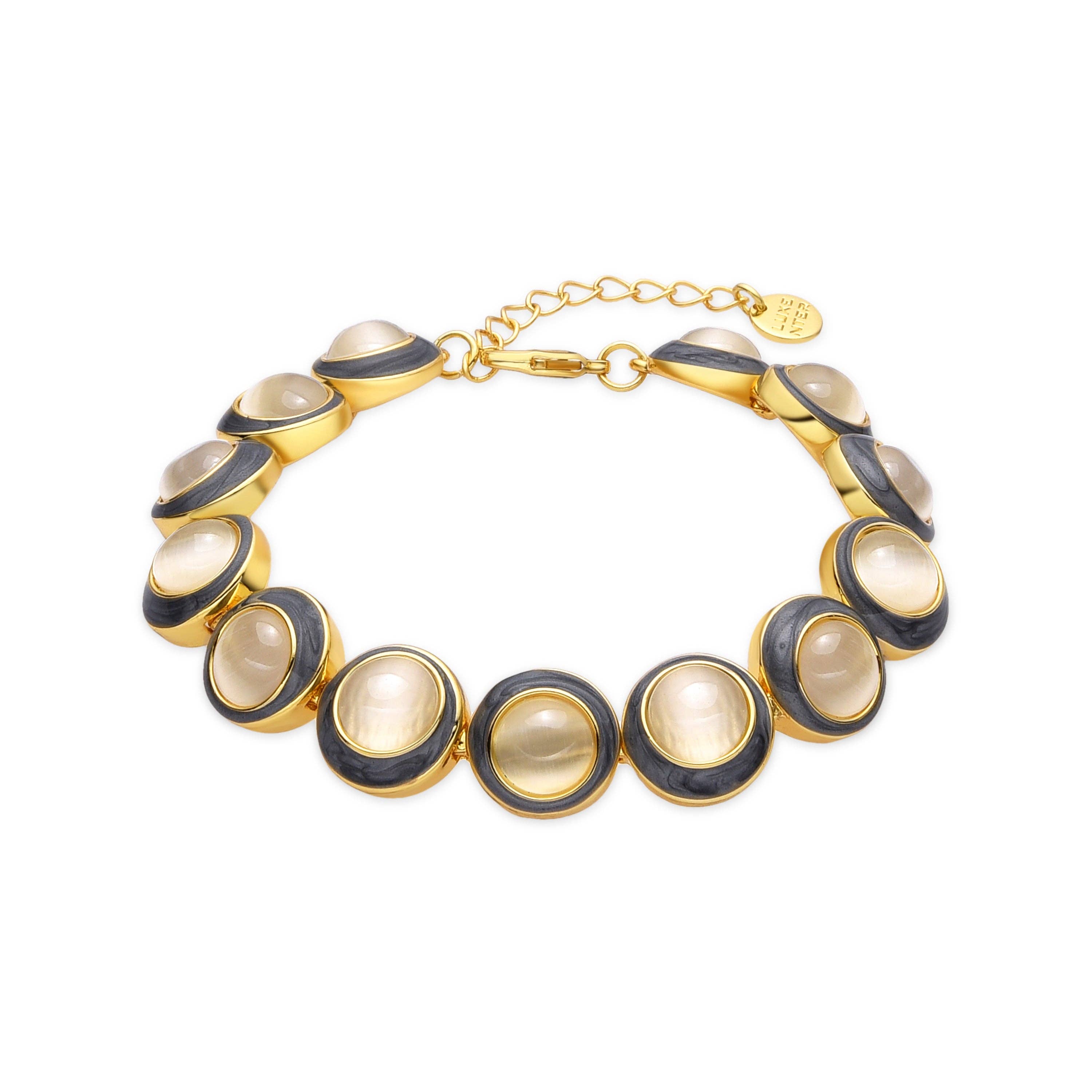 Luxenter - Wholesale Charm/Dangle Bracelet - Pulsera Luxenter con Ojo de Gato acabado oro 18k - Nawil