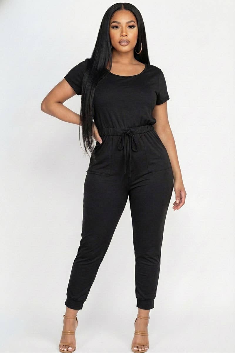 CAPELLA APPAREL - Wholesale Jumpsuit - Women's - Two-way Shoulder Drawstring Jumpsuit0
