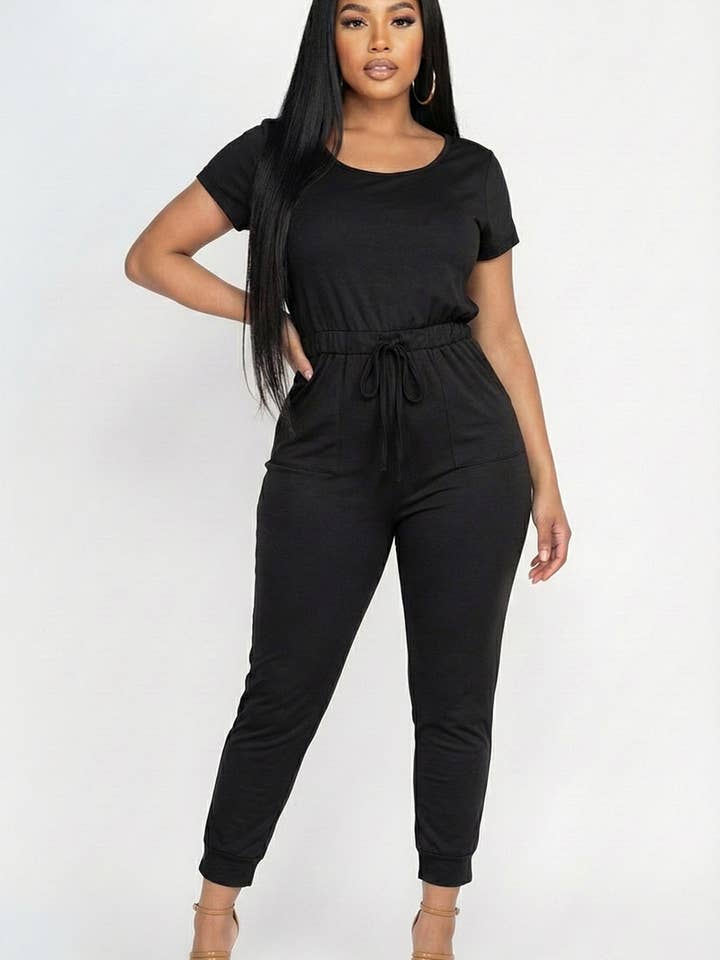CAPELLA APPAREL - Wholesale Jumpsuit - Women's - Two-way Shoulder Drawstring Jumpsuit