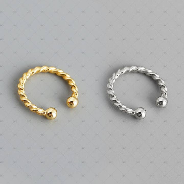 Manchette d'oreille à perles rondes simples en argent S925 en argent S925 pour la vente par Gioiellin - S925 Silver Jewelry