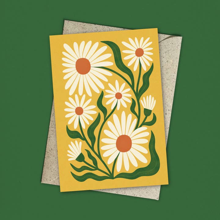 Bird & Co Studio – wholesale Everyday greeting card – Ox-Eye Daisy | Modern-Retro Floral Reusable Greeting Card3