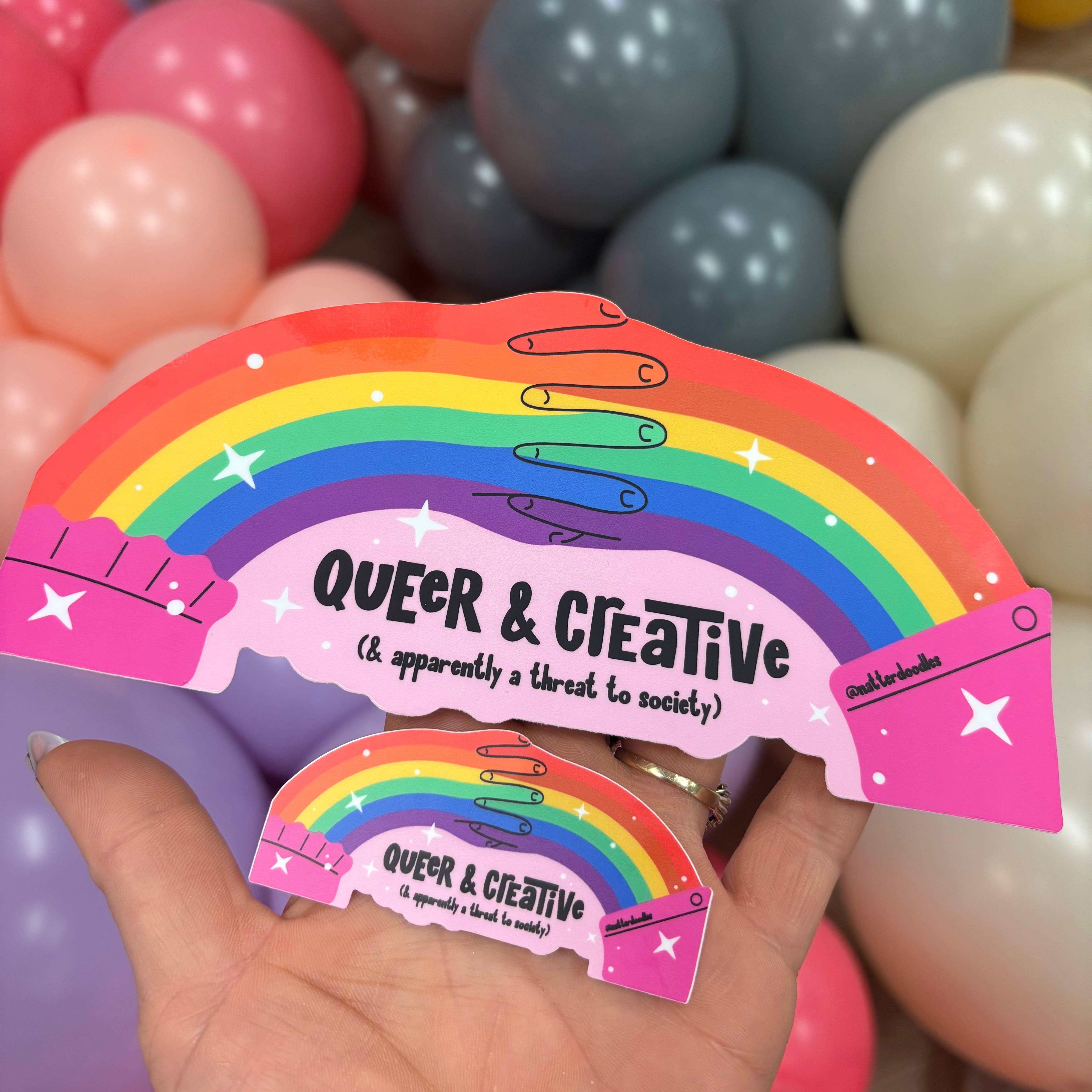 NatterDoodle - Wholesale Sticker - Queer and Creative and Apparently, Threat to Society Sticker7