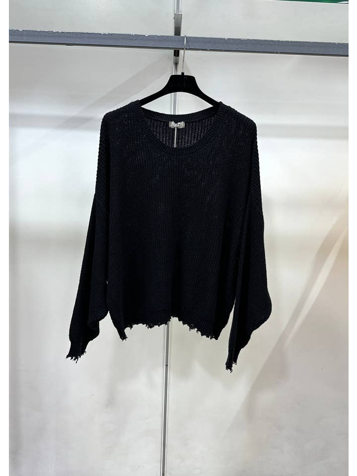 JULIA PARIS – wholesale Pullovertröja - Dam – Långärmad bomullströja med små fransar6