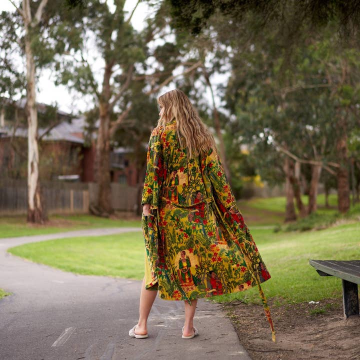 Linen Connections – Engroshandel Morgenkåbe - Dame – Kimono Bomuld Fløjl Floral Kimono Badekåbe Brude kåbe