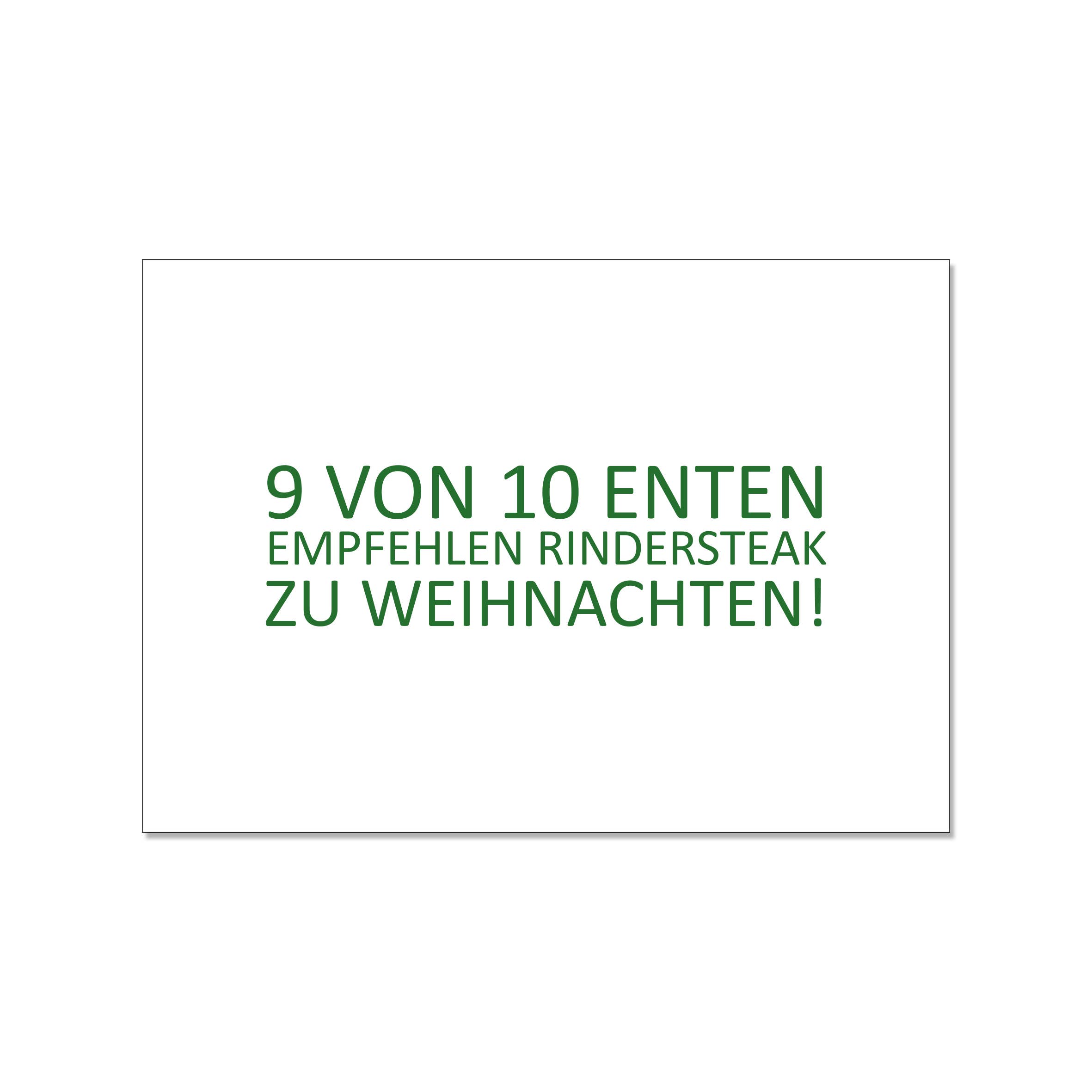 17;30 - Wholesale Postcard - 17;30 - Postcard landscape, 9 OUT OF 10 DUCKS RECOMMEND BEEF STEAK FOR CHRISTMAS!0