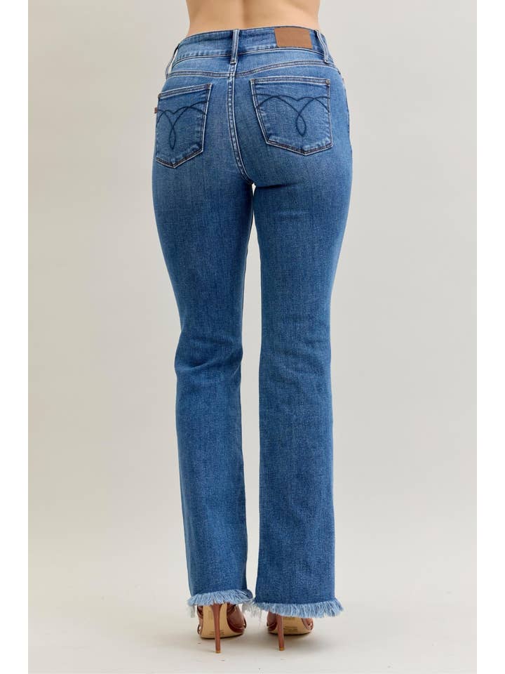 MD High Waisted Bootcut Double Button WB & Fray Hem for wholesale on Faire8