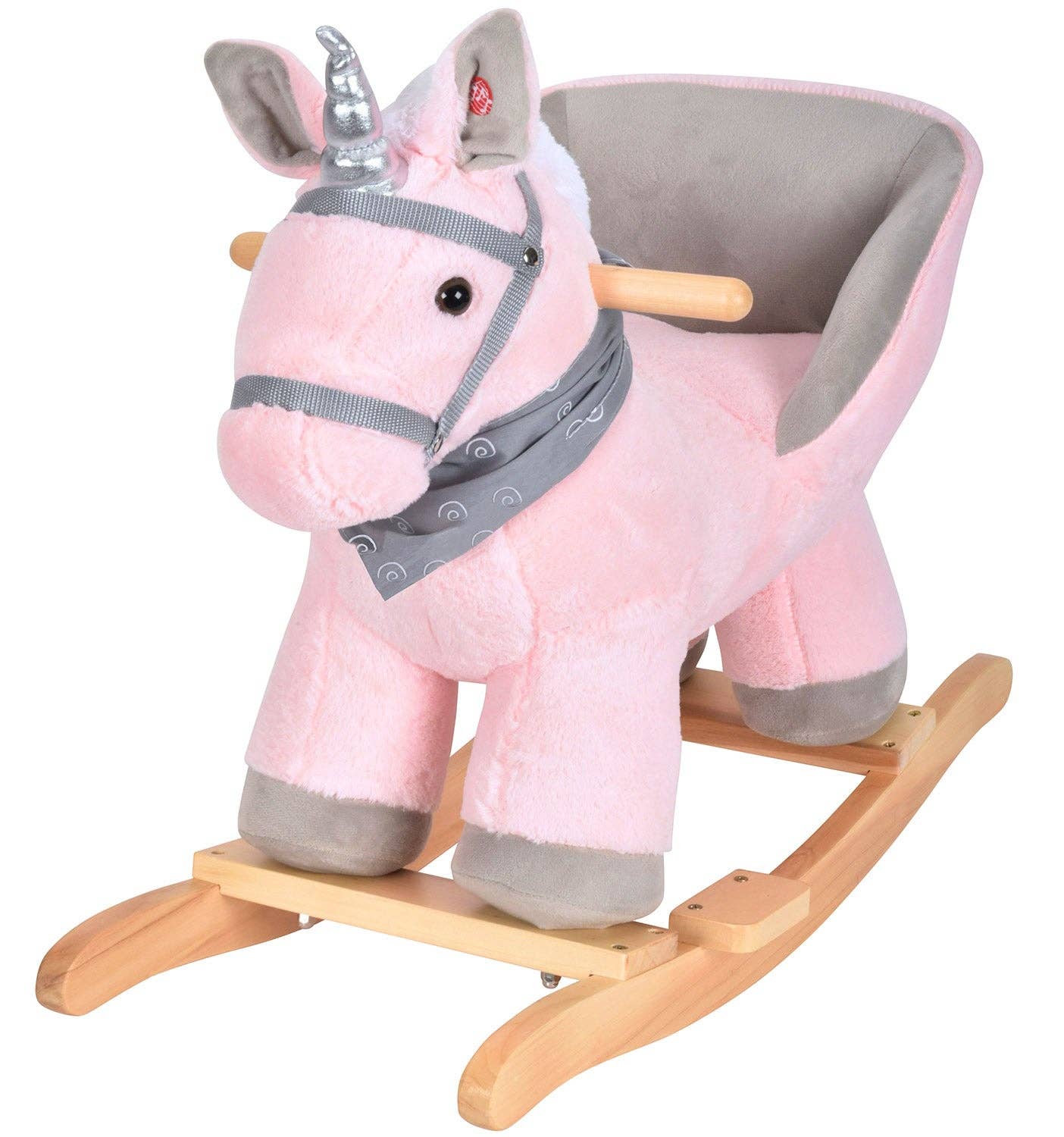 ShopBobbys - Wholesale Rocking Horse - Kids - JOON Luna Ride-On Rocking Horse Unicorn With Sound Effects, Pink-Grey0