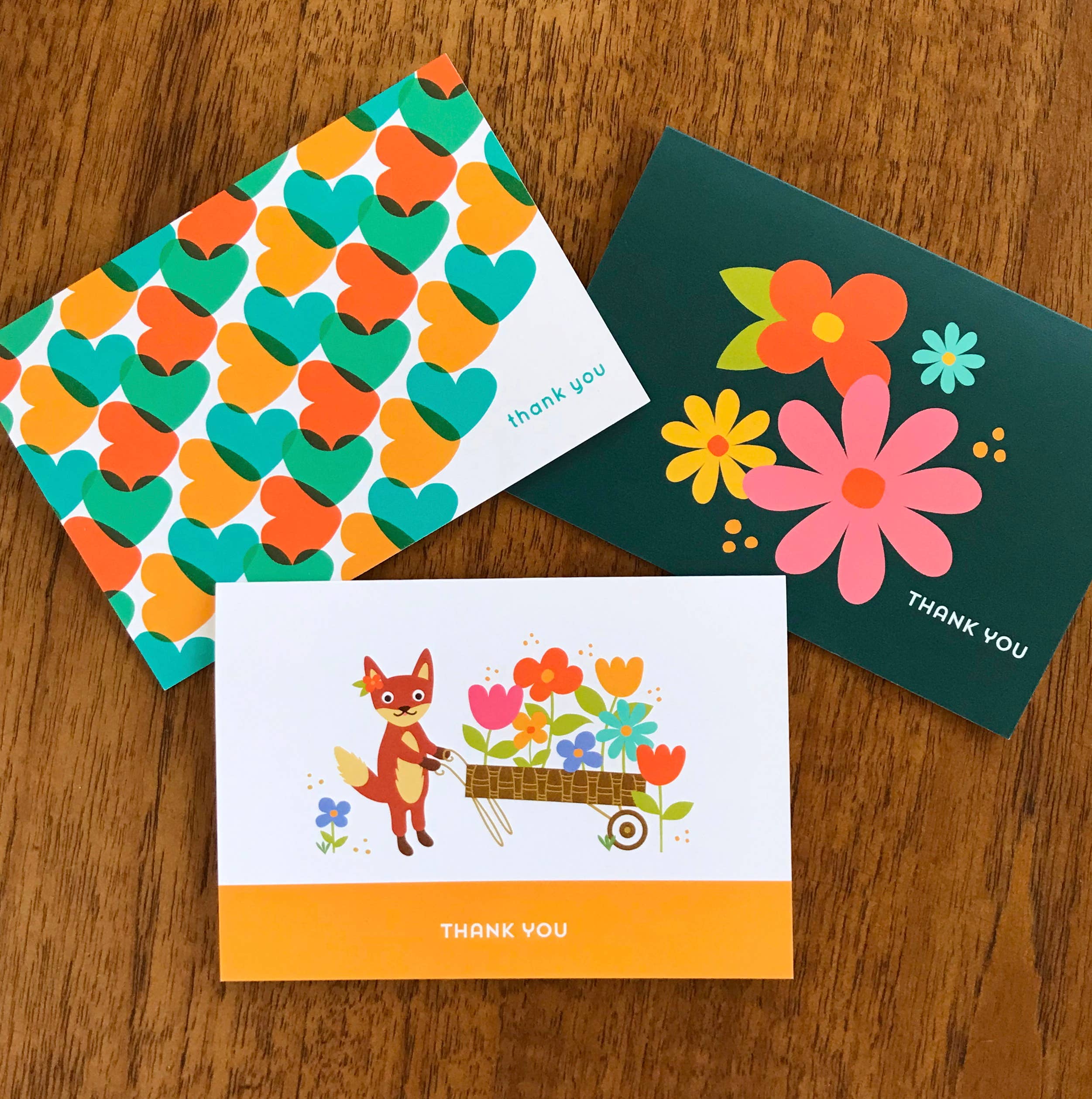 Night Owl Paper Goods – wholesale Thank you card – Hearts Overlap Thank You Card1