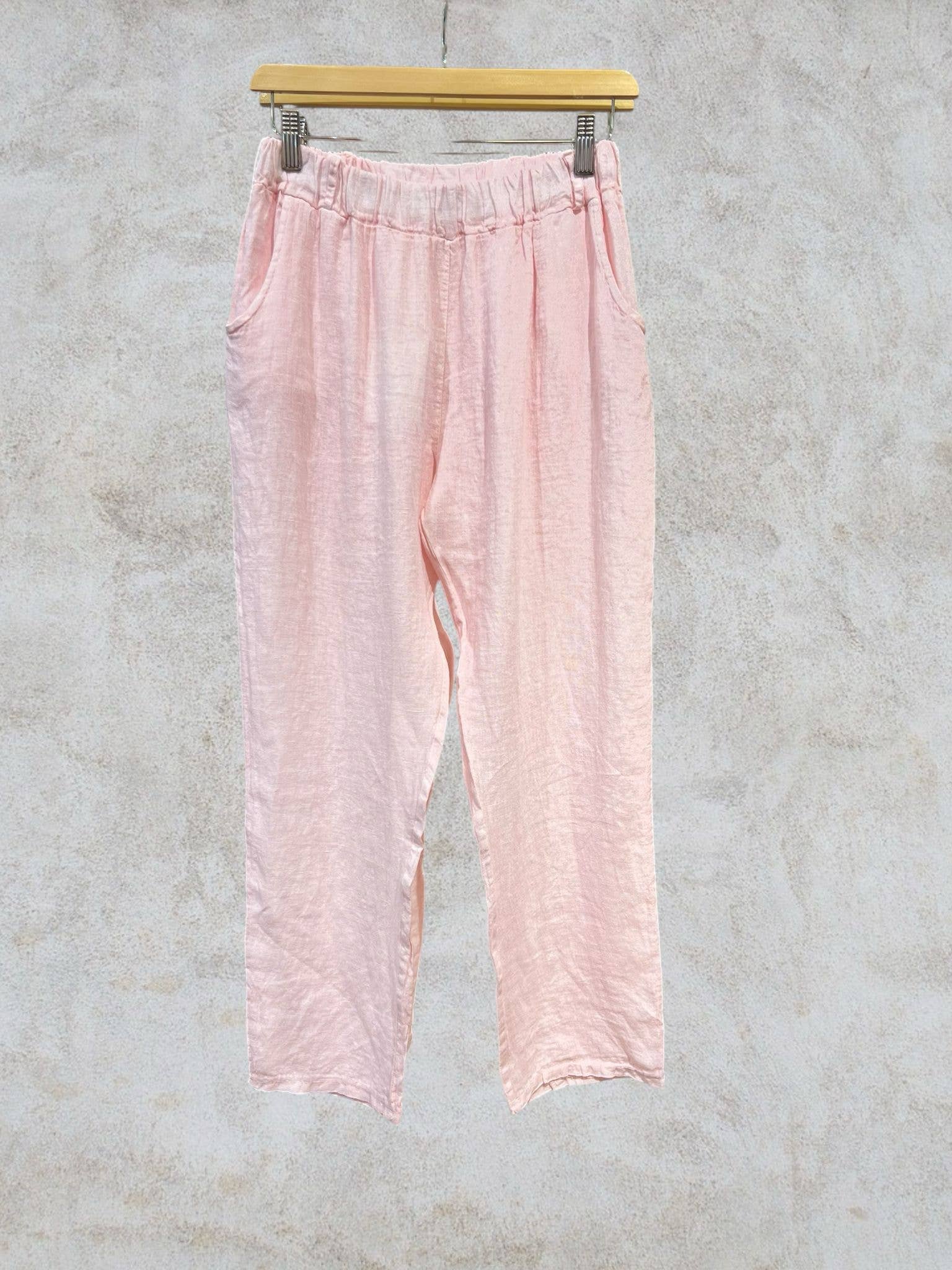 NAÏS PARIS - Wholesale Pants - Women's - Straight elasticated trousers with back pockets, 100% linen4