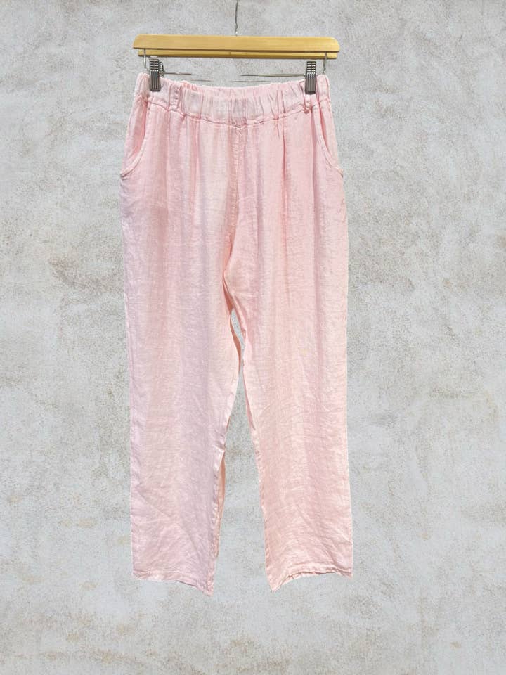 NAÏS PARIS - Wholesale Pants - Women's - Straight elasticated trousers with back pockets, 100% linen4