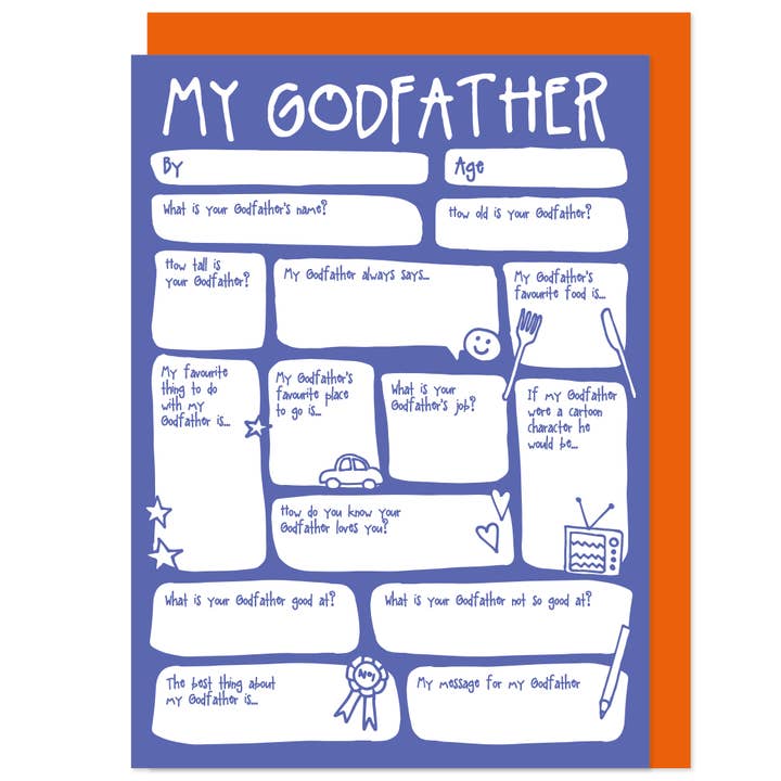 Godfather Fill In The Blanks Father's Day / Birthday Card for wholesale by Bow & Bell